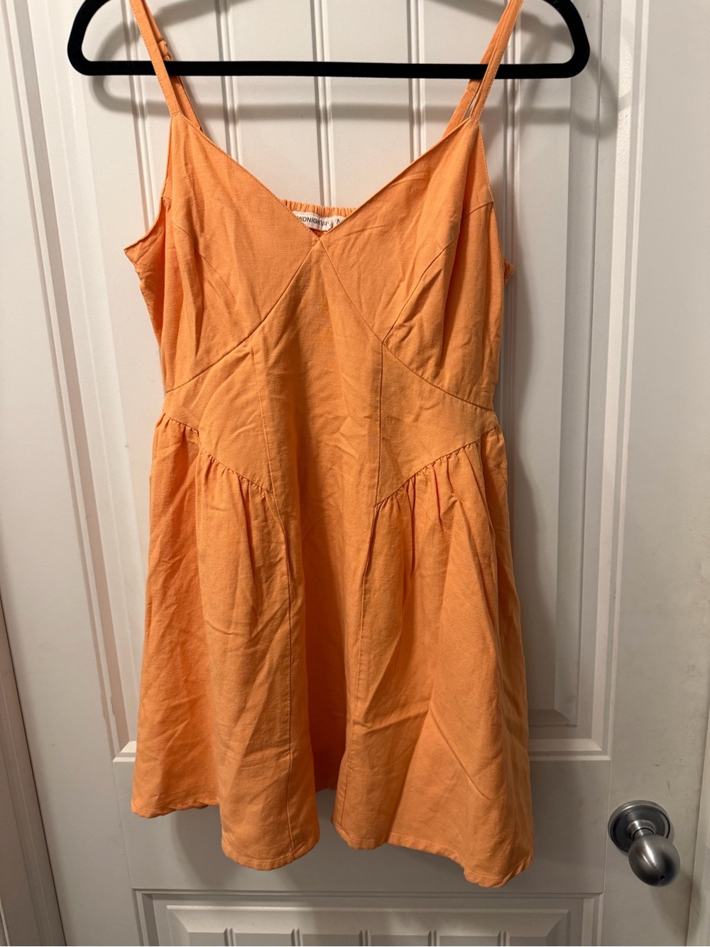 Sleeveless Orange Mini Dress with Spaghetti Straps